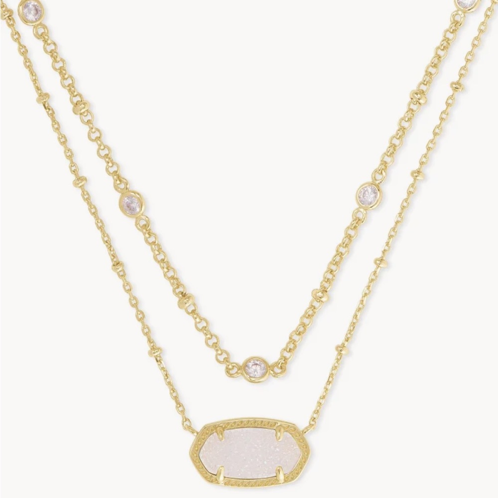 Kendra Scott Elisa Gold Multi Strand Necklace in Iridescent Drusy